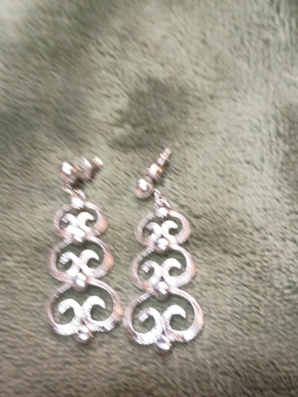Source Unknown Silver Triple-Scroll Drop Earrings